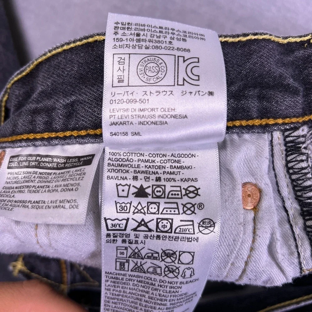 Levi's 501 Mens Black Denim Button Fly Outdoor Straight Leg Jeans Size 38x30